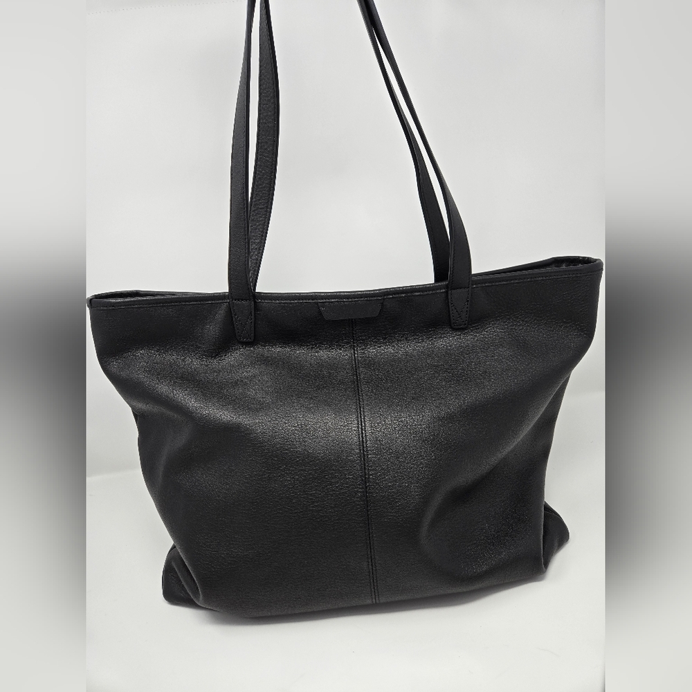 Leatherology Large Zippered Downtown Tote Bag Shoulder Handbag Purse In Black